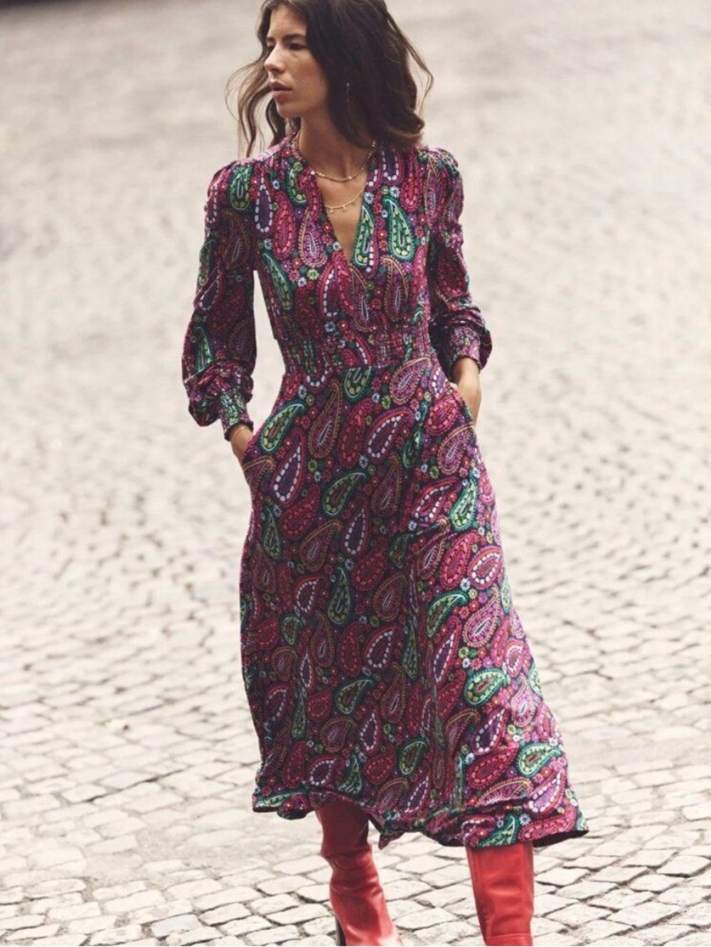 Boden Womens Ivy Midi Dress US 8 Long Multicolor Paisley